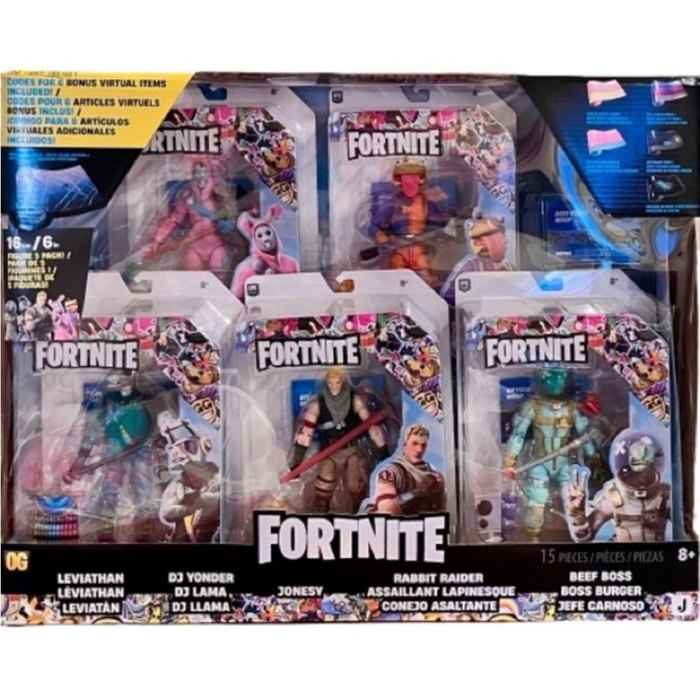 🆕- Fortnite Party Pack 5 Figures Bonus Virtual Items Included! Brand New in Box. - Picture 1 of 12